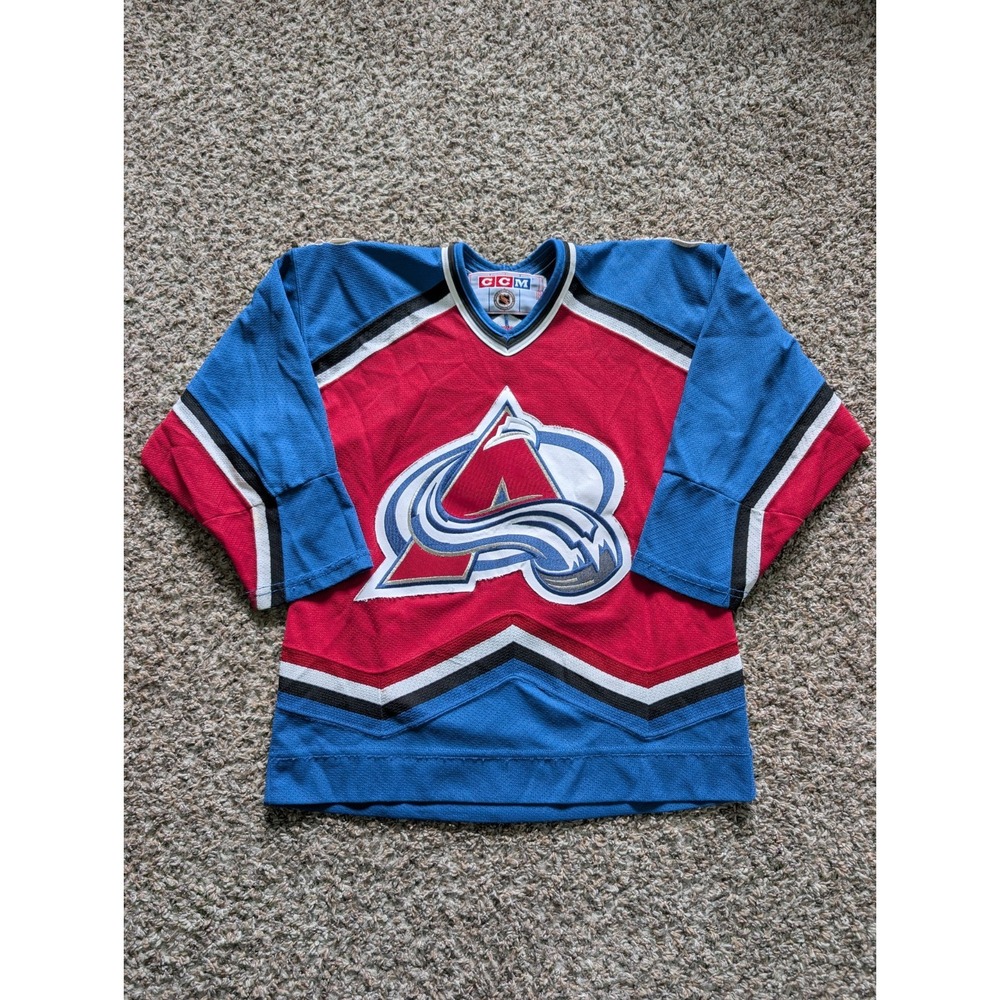 Vintage 90s Colorado Avalanche Hockey Jersey Youth Boys L/XL Away NHL CCM
